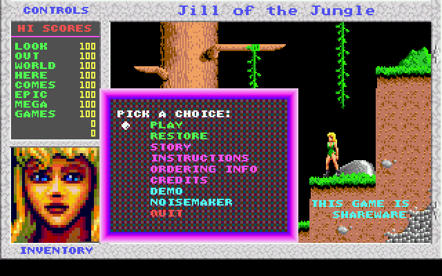 Jill of the Jungle - Menu